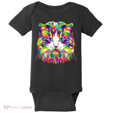 Colorful Cat Pattern Baby Bodysuit