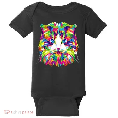 Colorful Cat Pattern Baby Bodysuit