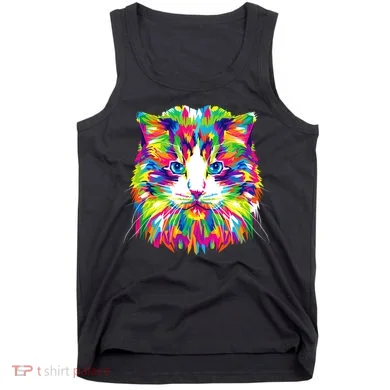 Colorful Cat Pattern Tank Top