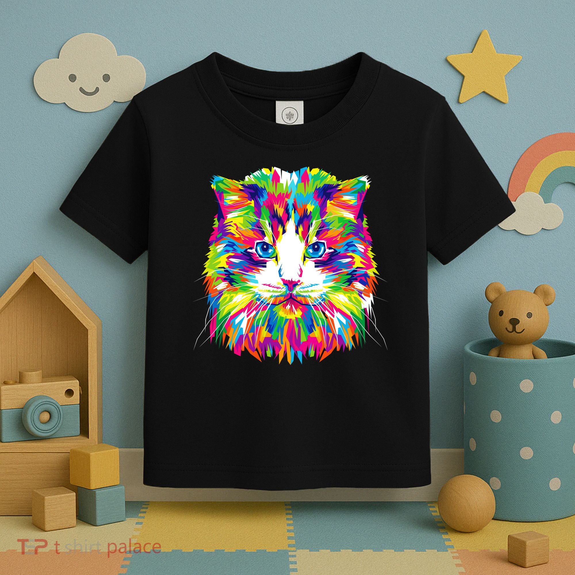Colorful Cat Pattern Toddler T-Shirt