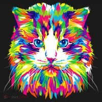 Colorful Cat Pattern Women's Long Sleeve Shirt thumb 2
