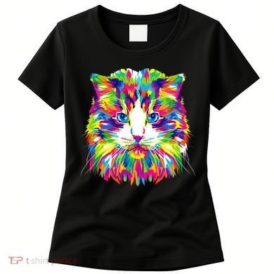 Colorful Cat Pattern Women's T-Shirt