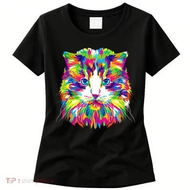 Colorful Cat Pattern Women's T-Shirt