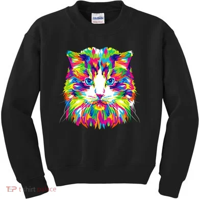 Colorful Cat Pattern Kids Sweatshirt