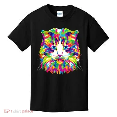 Colorful Cat Pattern Kids T-Shirt