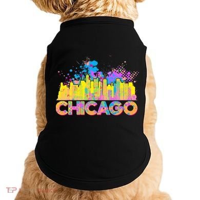 Colorful Chicago Skyline Paint Doggie Tank