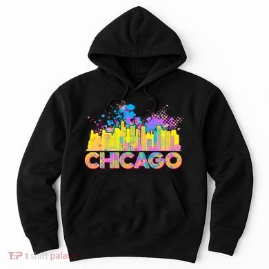 Colorful Chicago Skyline Paint Hoodie