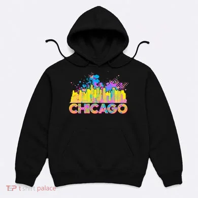 Colorful Chicago Skyline Paint Hoodie
