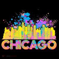 Colorful Chicago Skyline Paint T-Shirt thumb 7