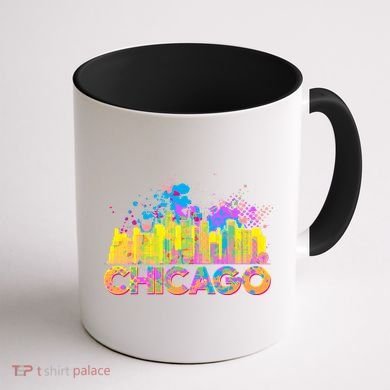Colorful Chicago Skyline Paint Coffee Mug back