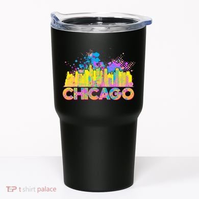 Colorful Chicago Skyline Paint Tumbler