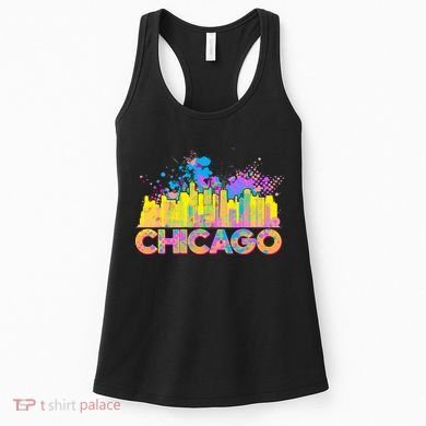 Colorful Chicago Skyline Paint Women's Tank Top