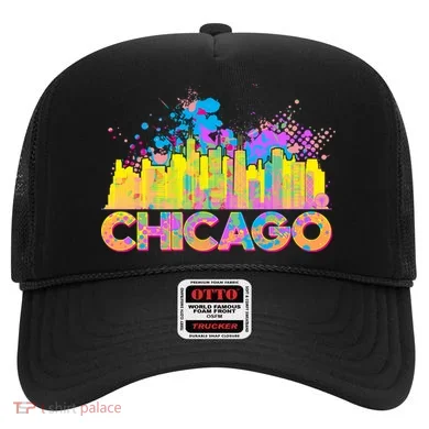 Colorful Chicago Skyline Paint Hat