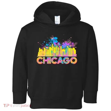 Colorful Chicago Skyline Paint Toddler Hoodie