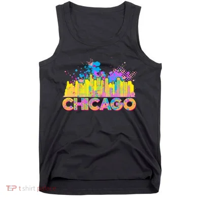 Colorful Chicago Skyline Paint Tank Top
