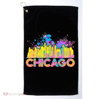 Colorful Chicago Skyline Paint Golf Towel