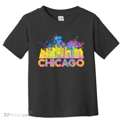 Colorful Chicago Skyline Paint Toddler T-Shirt