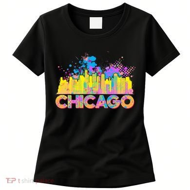Colorful Chicago Skyline Paint Women's T-Shirt
