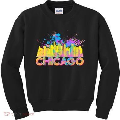 Colorful Chicago Skyline Paint Kids Sweatshirt