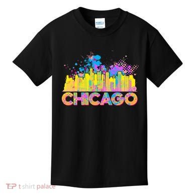 Colorful Chicago Skyline Paint Kids T-Shirt