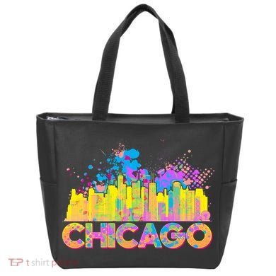 Colorful Chicago Skyline Paint Tote Bag