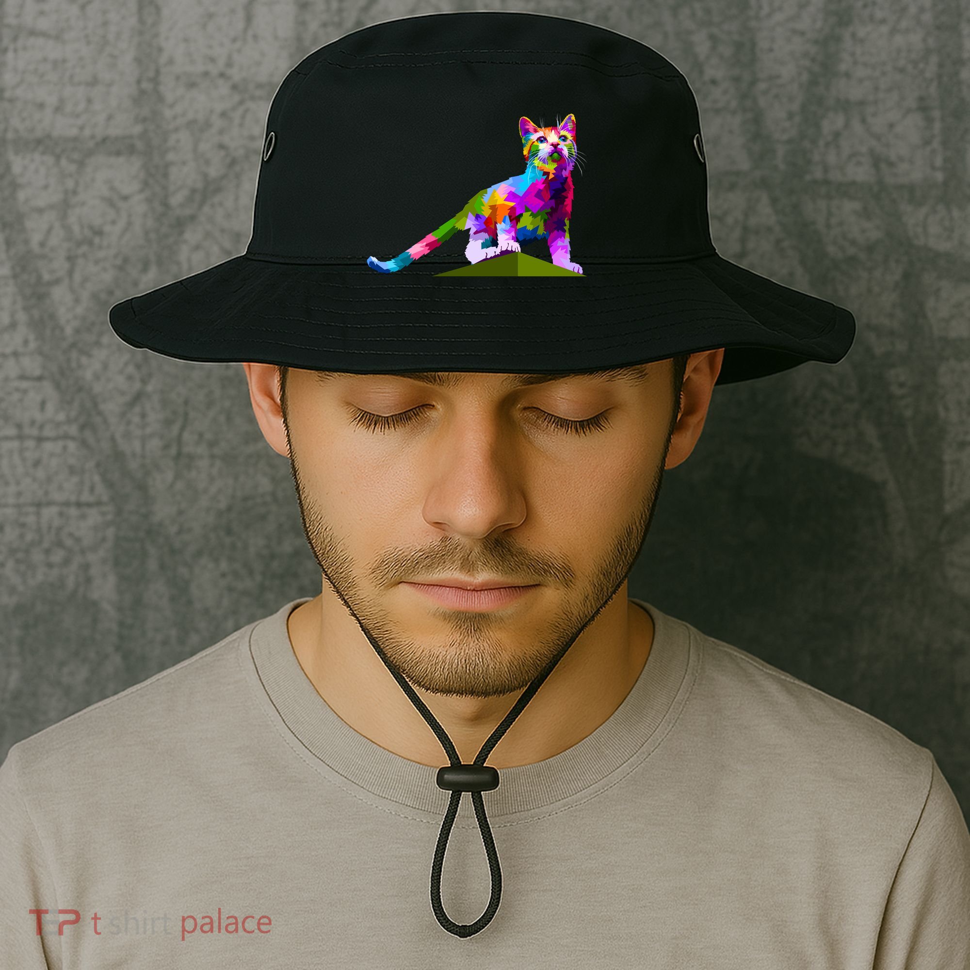 Colorful Curious Kitten Bucket Hat