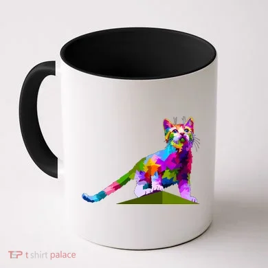 Colorful Curious Kitten Coffee Mug