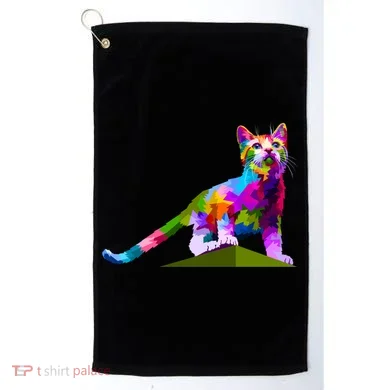 Colorful Curious Kitten Golf Towel