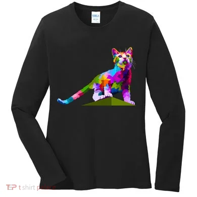 Colorful Curious Kitten Women's Long Sleeve Shirt