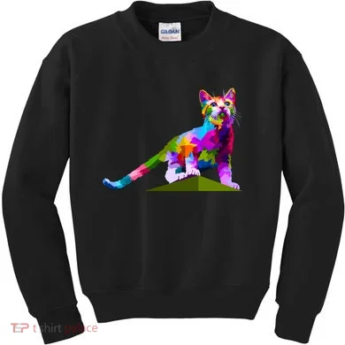 Colorful Curious Kitten Kids Sweatshirt