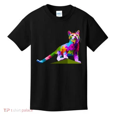 Colorful Curious Kitten Kids T-Shirt