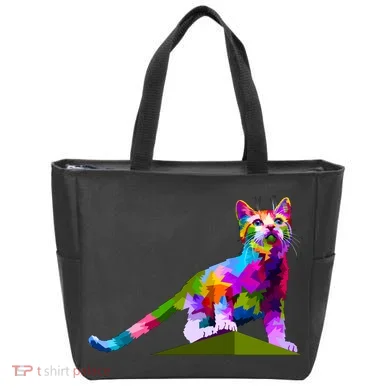 Colorful Curious Kitten Tote Bag