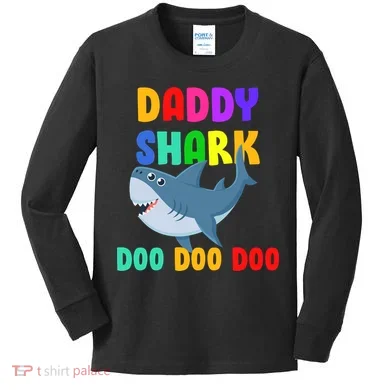 Colorful Daddy Shark Doo Doo Doo Kids Long Sleeve Shirt