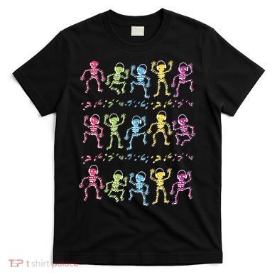 Colorful Dancing Skeletons Headphones T-Shirt