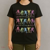 Colorful Dancing Skeletons Headphones T-Shirt thumb 4