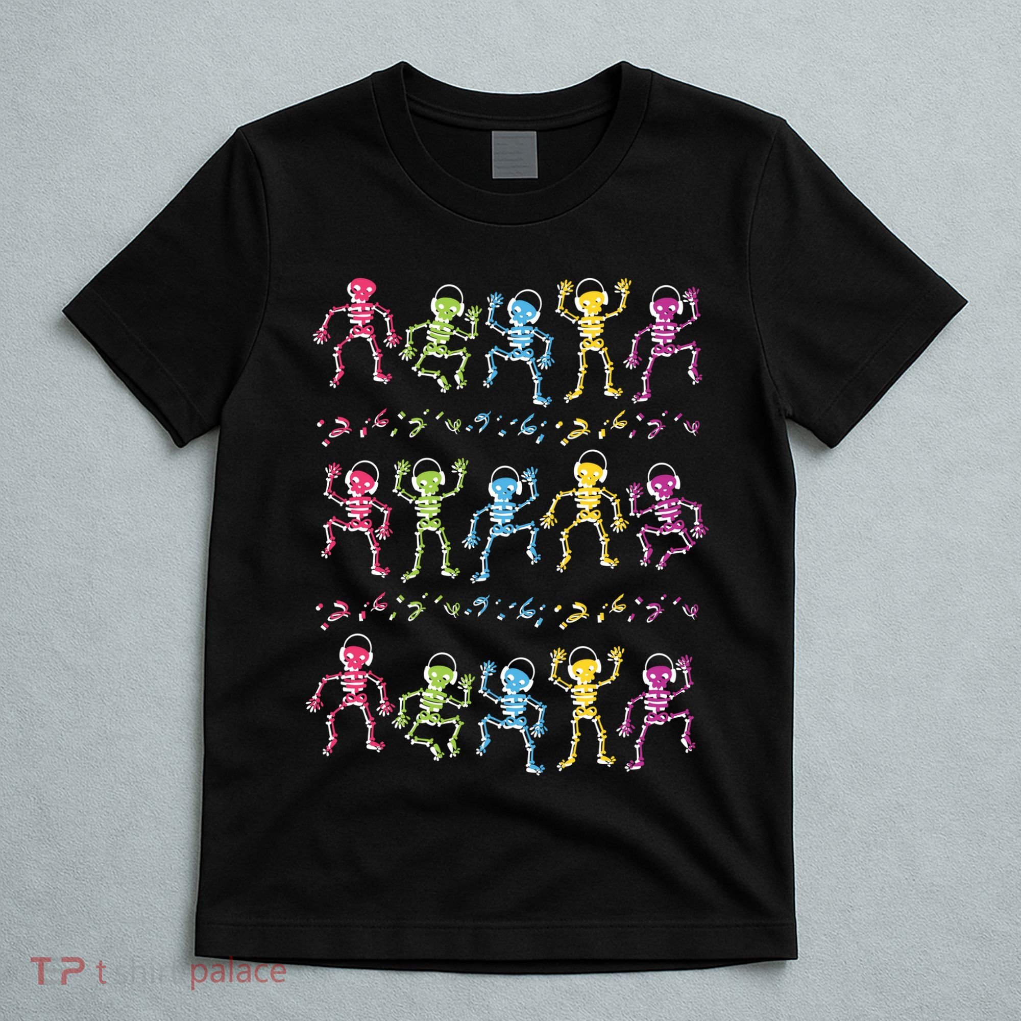 Colorful Dancing Skeletons Headphones T-Shirt