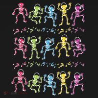 Colorful Dancing Skeletons Headphones T-Shirt thumb 7