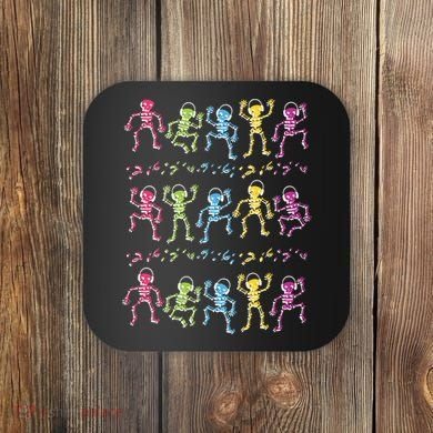 Colorful Dancing Skeletons Headphones Coaster