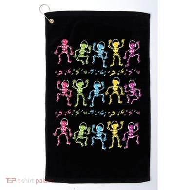 Colorful Dancing Skeletons Headphones Golf Towel