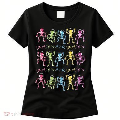 Colorful Dancing Skeletons Headphones Women's T-Shirt