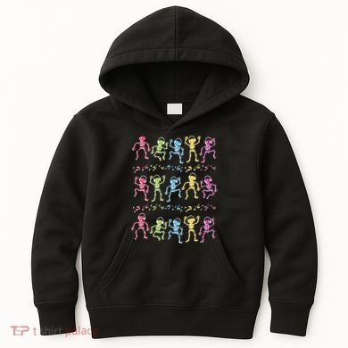 Colorful Dancing Skeletons Headphones Kids Hoodie