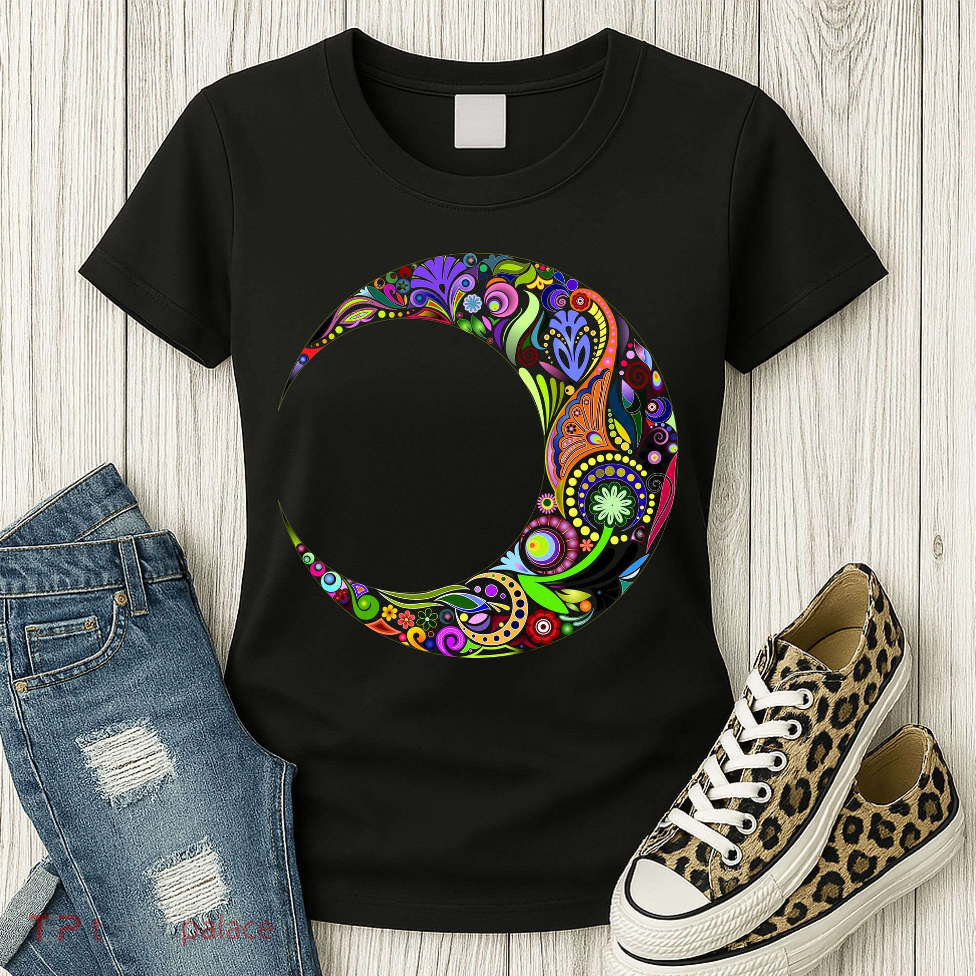 Colorful Demilune Half Moon Women's T-Shirt