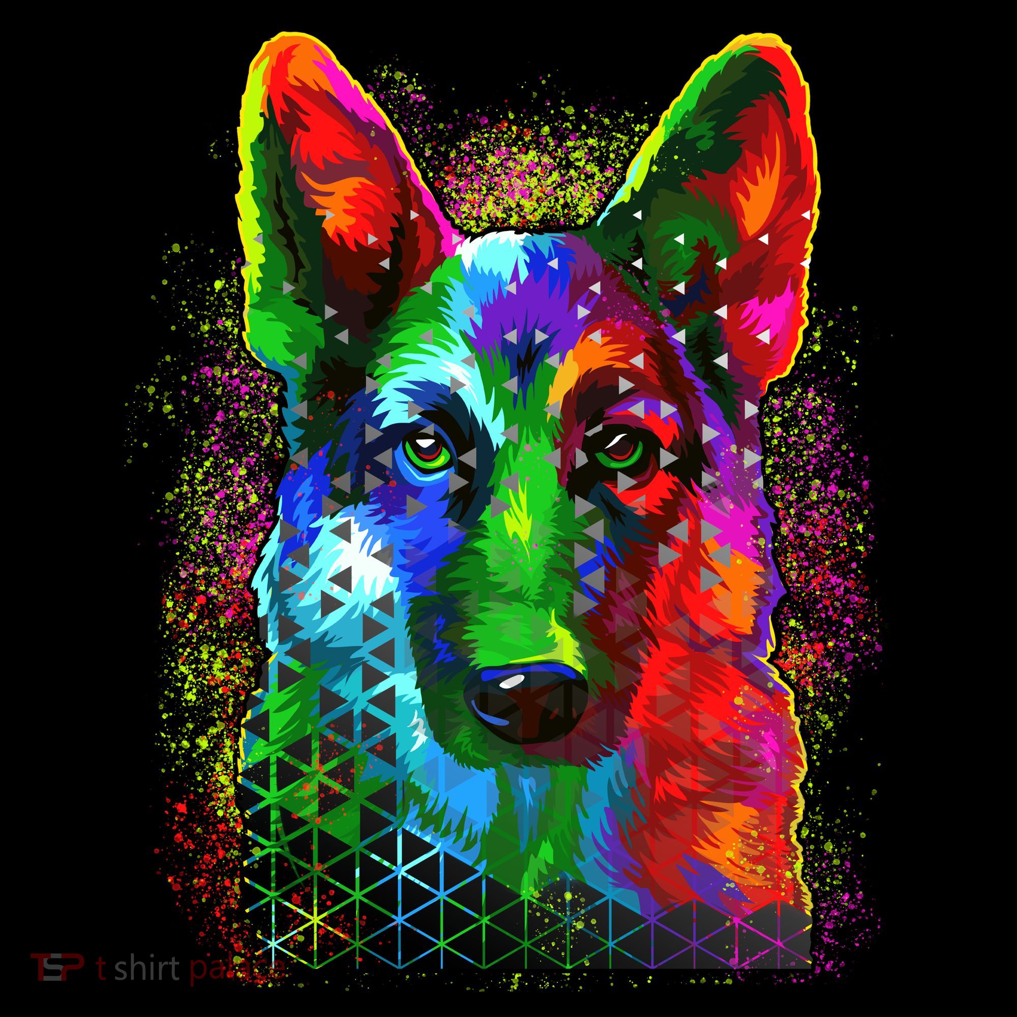 Colorful Dog German Shepard T-Shirt