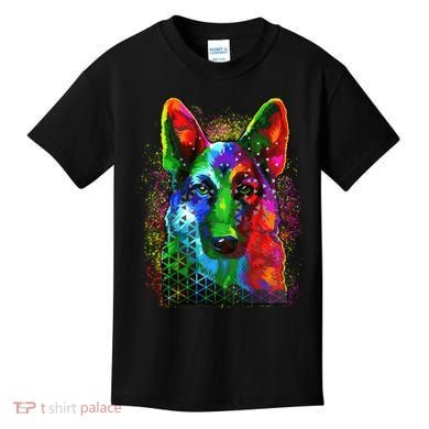Colorful Dog German Shepard Kids T-Shirt