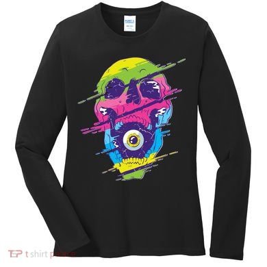 Colorful Eye Skull Women's Long Sleeve Shirt