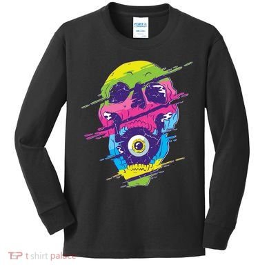 Colorful Eye Skull Kids Long Sleeve Shirt
