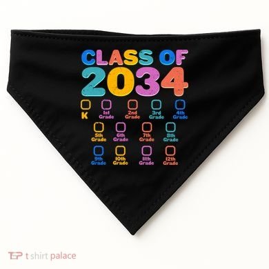 Colorful Future Class of 2034 Graduation Checklist USA-Made Doggie Bandana