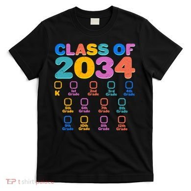 Colorful Future Class of 2034 Graduation Checklist T-Shirt