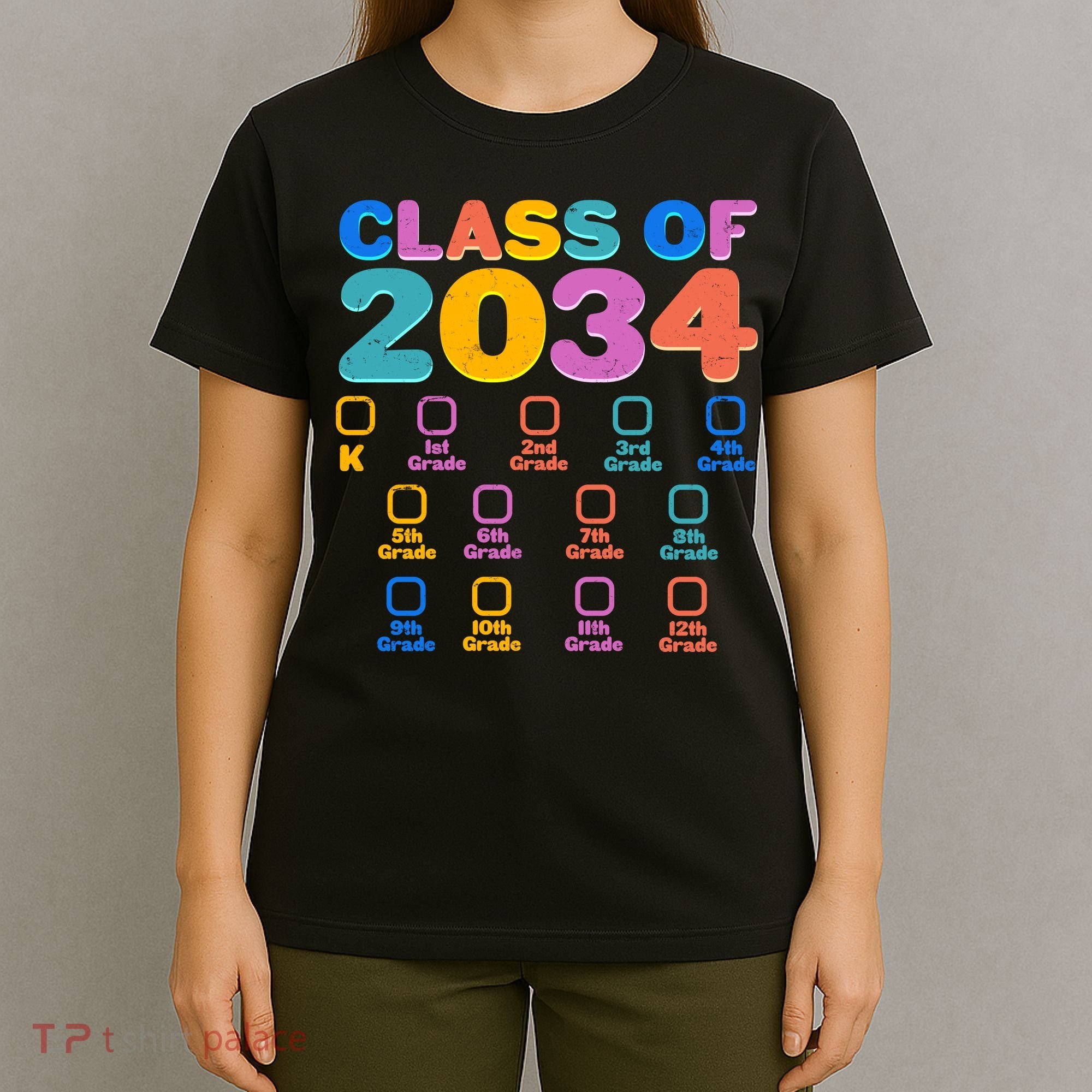 Colorful Future Class of 2034 Graduation Checklist T-Shirt