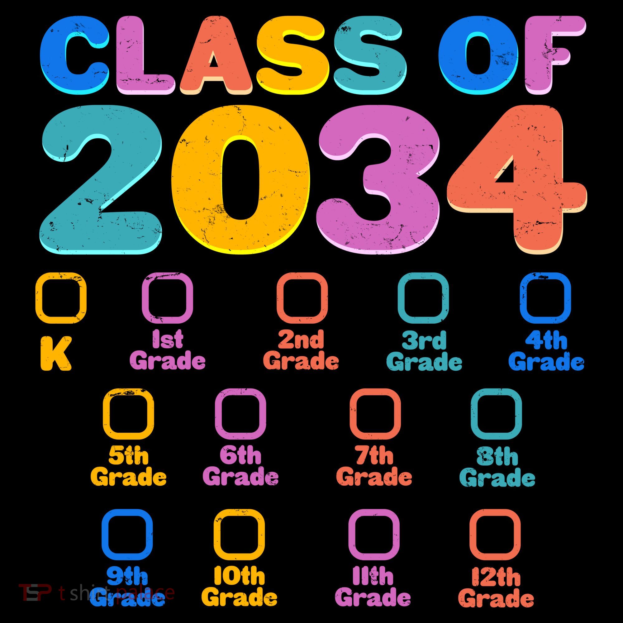 Colorful Future Class of 2034 Graduation Checklist T-Shirt